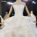 Jancember HTL1595 Luxury Satin Off Shoulder Beaded Applique Wedding Dress